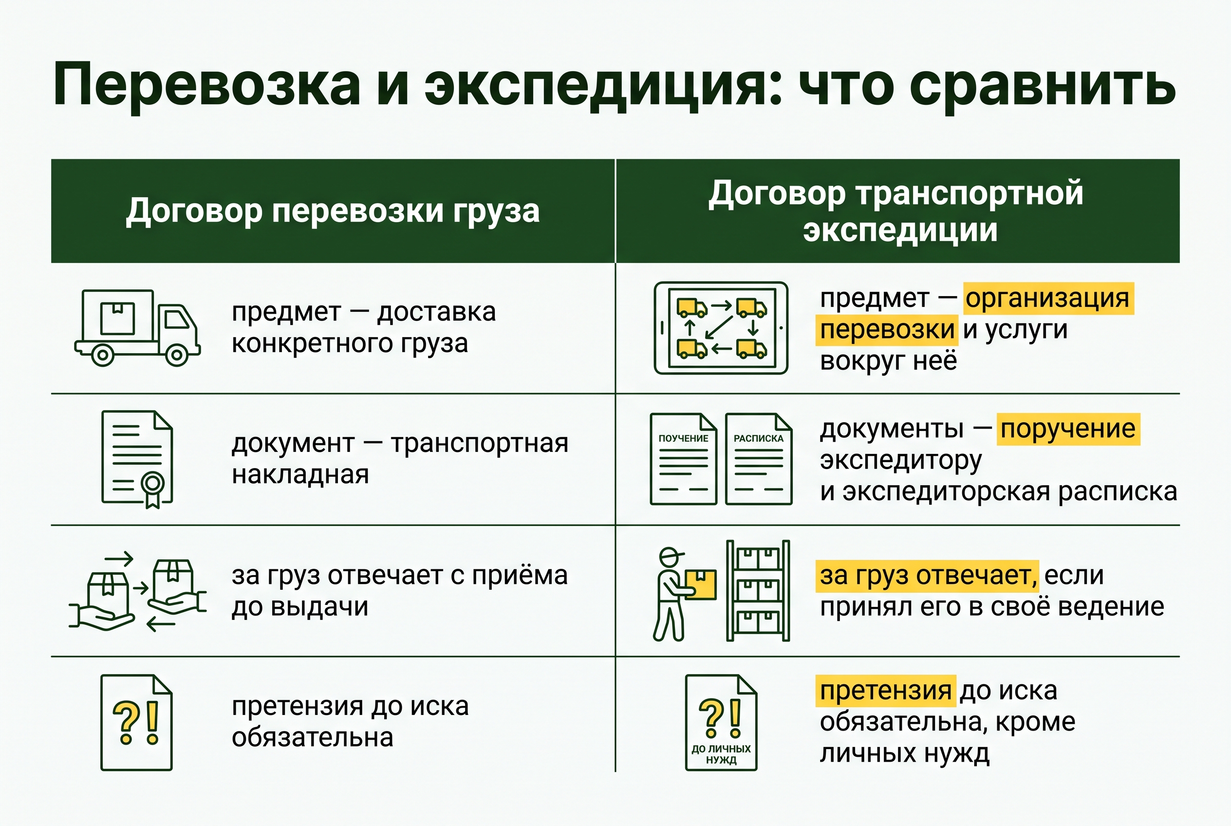 Чем договор перевозки отличается от договора транспортной экспедиции