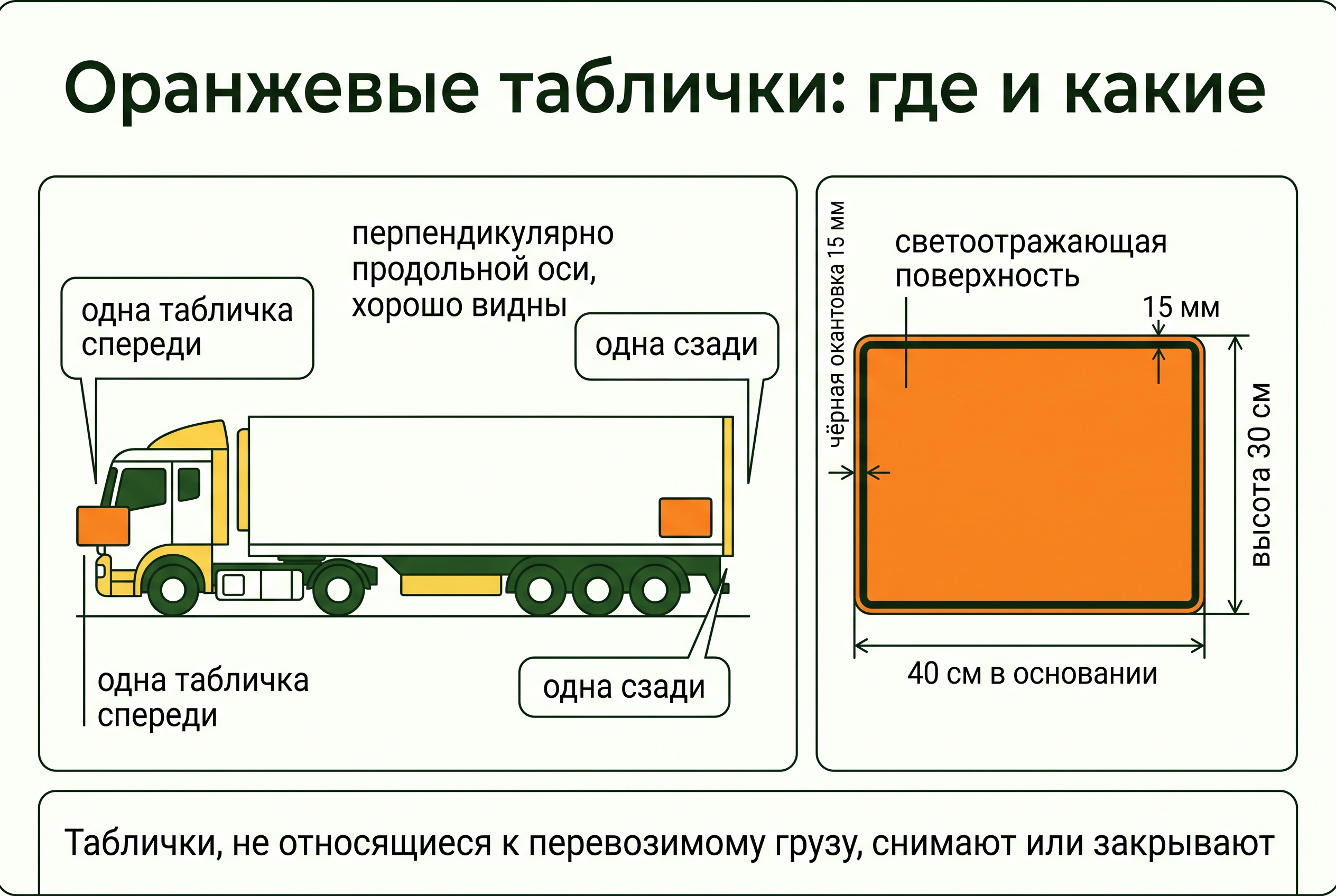 Требования к оранжевым табличкам: размеры, окантовка и места крепления на машине